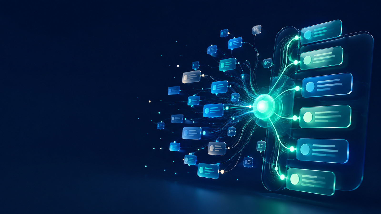 Mensagens e contatos se organizando em um fluxo inteligente